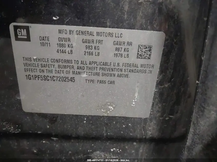 2012 CHEVROLET CRUZE 1LT