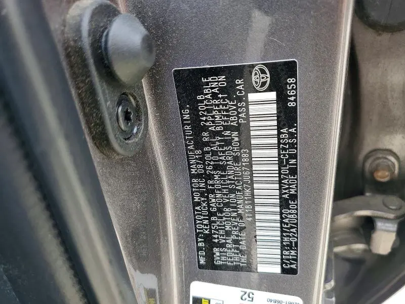 2018 TOYOTA CAMRY SE  