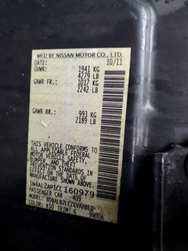 2012 NISSAN ALTIMA 2.5  