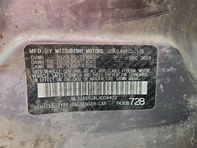 2020 MITSUBISHI MIRAGE LE  