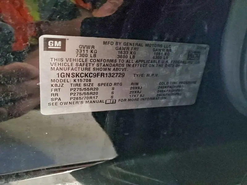 2015 CHEVROLET TAHOE K1500 LTZ  