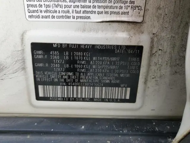 2011 SUBARU OUTBACK 2.5I PREMIUM  