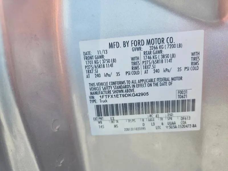 2013 FORD F150 SUPER CAB  