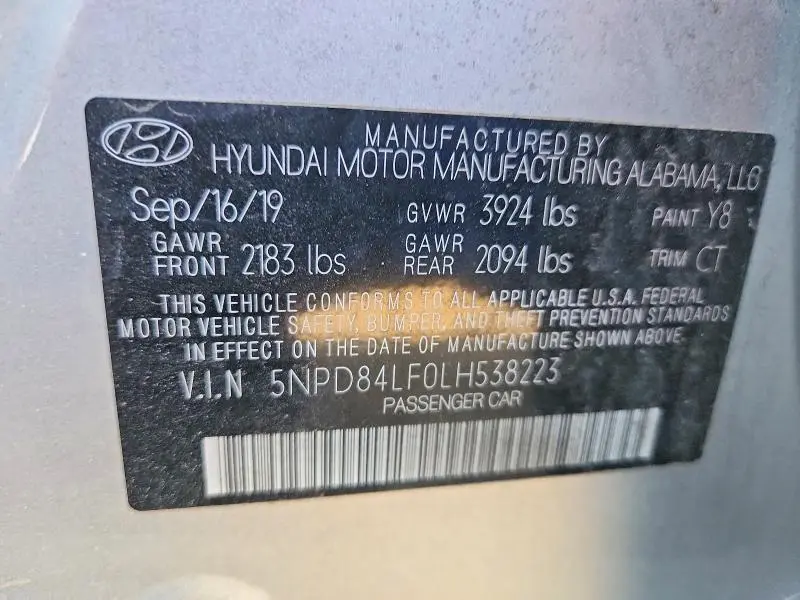 2020 HYUNDAI ELANTRA LIMITED  