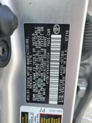 2017 TOYOTA CAMRY LE  
