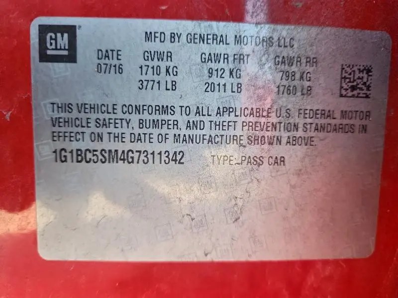 2016 CHEVROLET CRUZE LS  