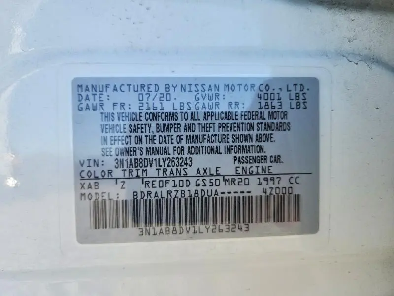 2020 NISSAN SENTRA SR  