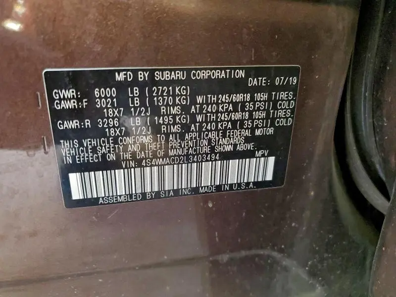 2020 SUBARU ASCENT PREMIUM  