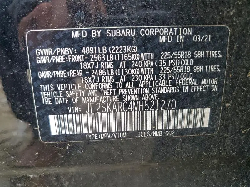 2021 SUBARU FORESTER SPORT  