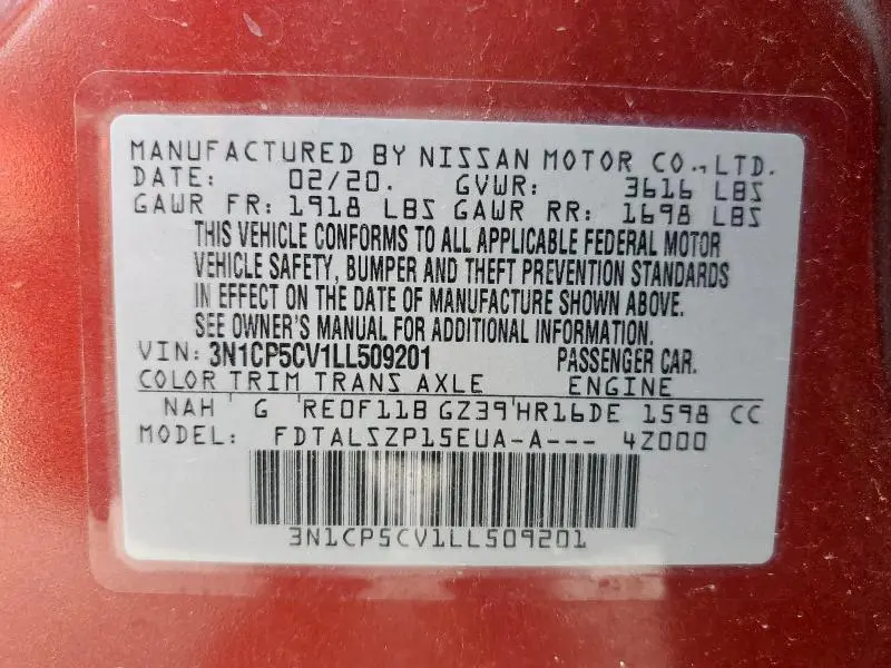 2020 NISSAN KICKS SV  