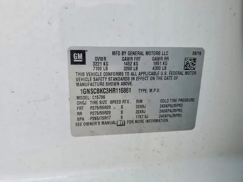 2017 CHEVROLET TAHOE C1500 LT  