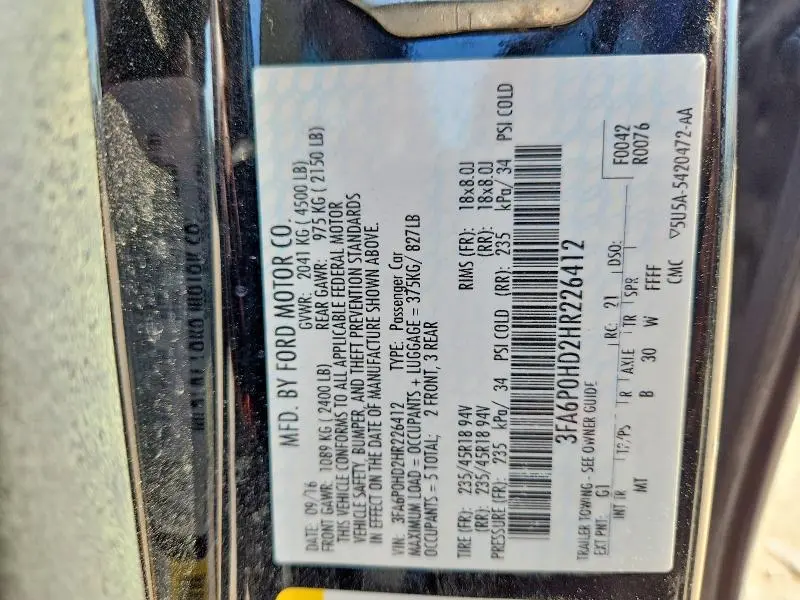 2017 FORD FUSION SE  