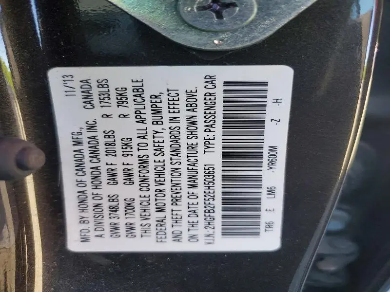2014 HONDA CIVIC LX  