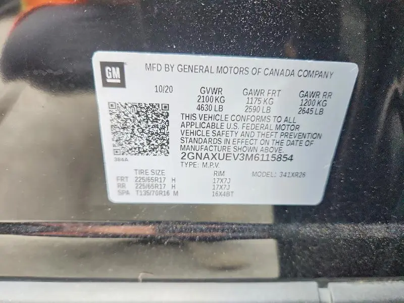 2021 CHEVROLET EQUINOX LT  