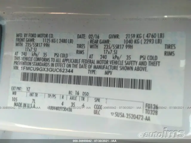 2016 FORD ESCAPE SE