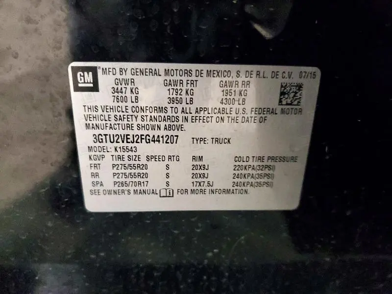 2015 GMC SIERRA K1500 SLT  
