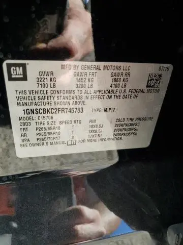 2015 CHEVROLET TAHOE C1500 LT  