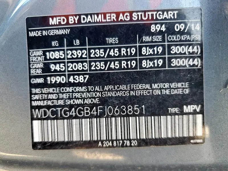 2015 MERCEDES-BENZ GLA 250 4MATIC  