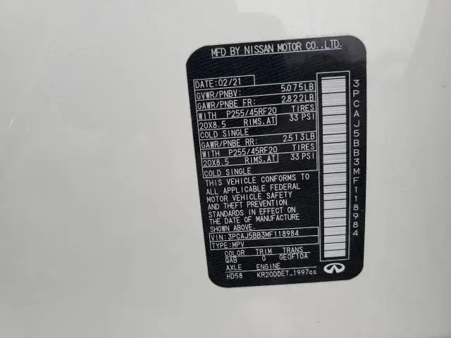 2021 INFINITI QX50 LUXE  