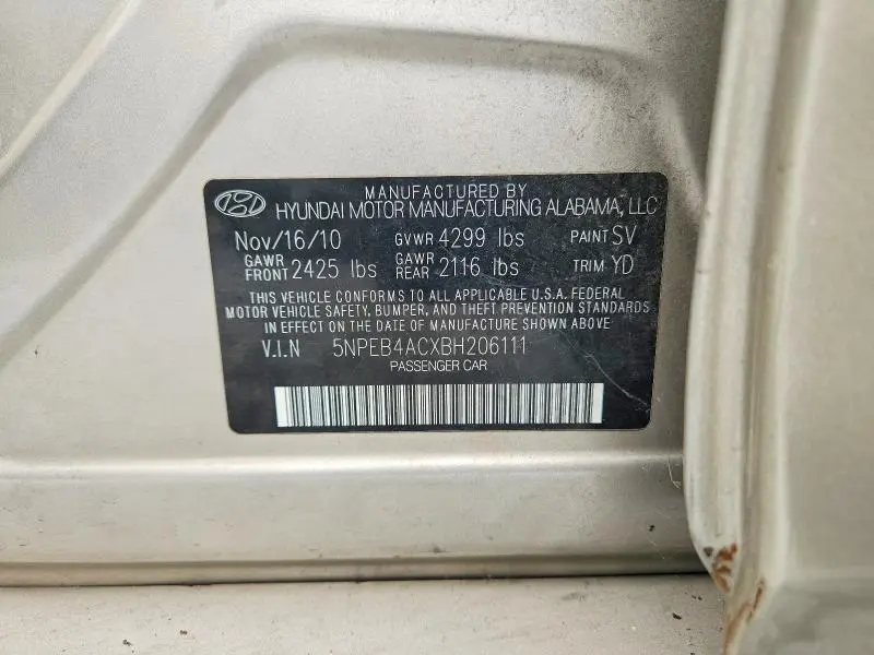 2011 HYUNDAI SONATA GLS  