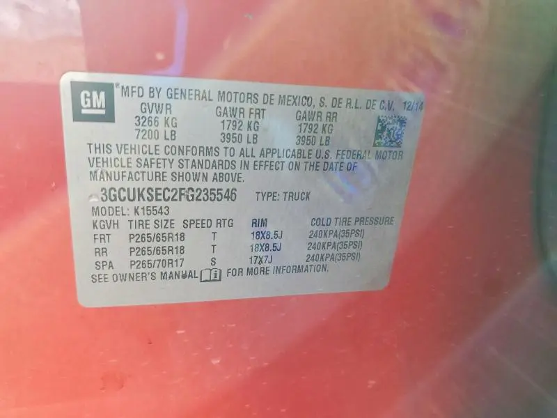 2015 CHEVROLET SILVERADO K1500 LTZ  