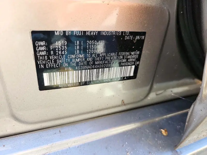 2017 SUBARU LEGACY 2.5I PREMIUM  