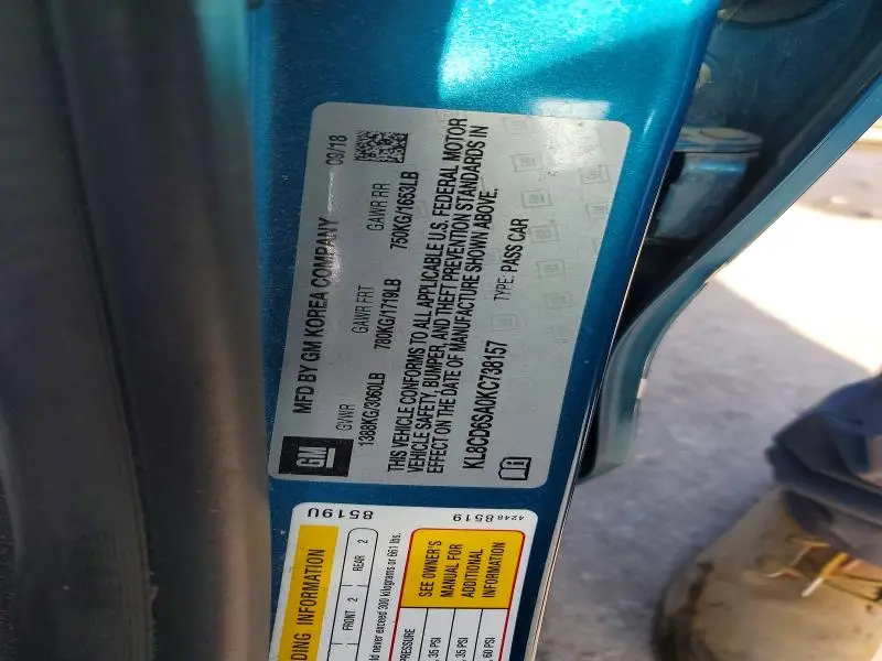 2019 CHEVROLET SPARK 1LT  