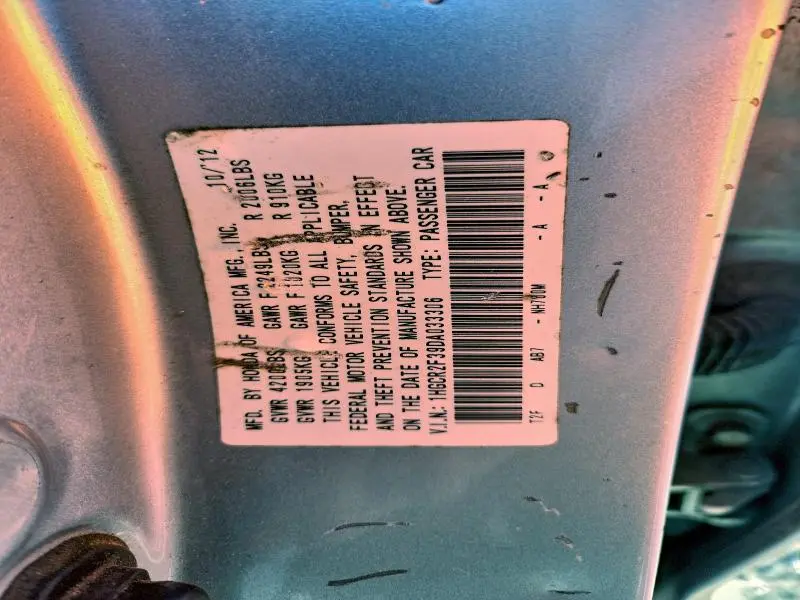 2013 HONDA ACCORD LX  