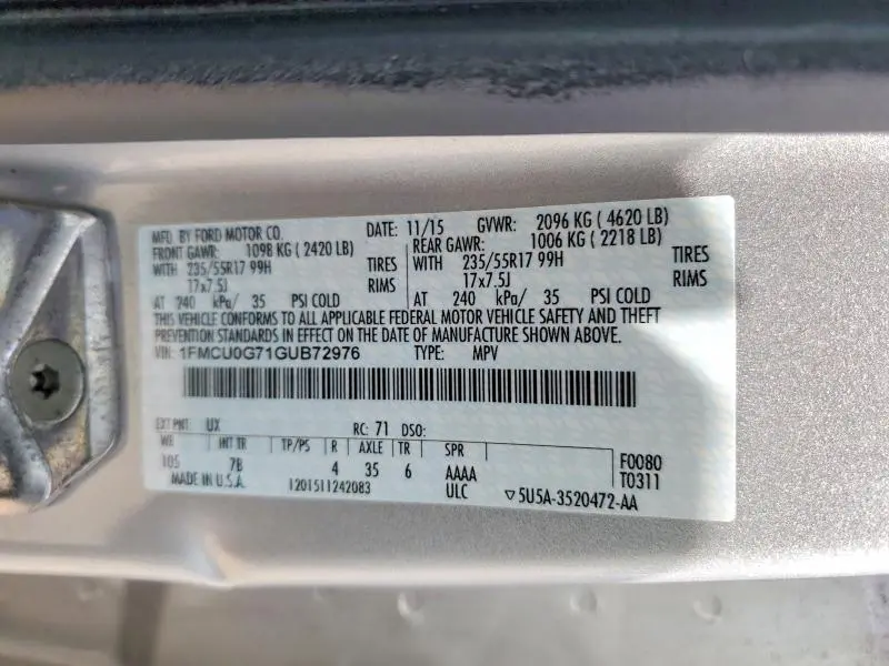 2016 FORD ESCAPE SE  