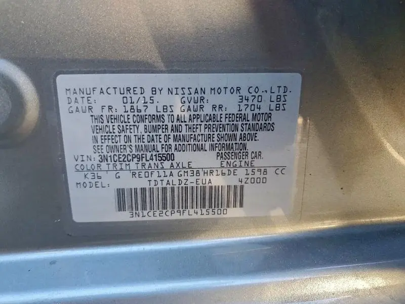 2015 NISSAN VERSA NOTE S  