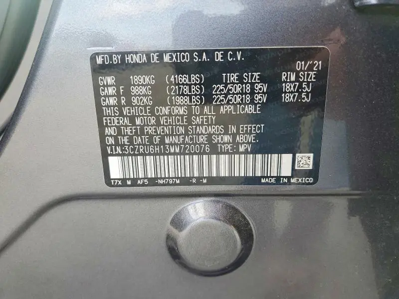 2021 HONDA HR-V SPORT  