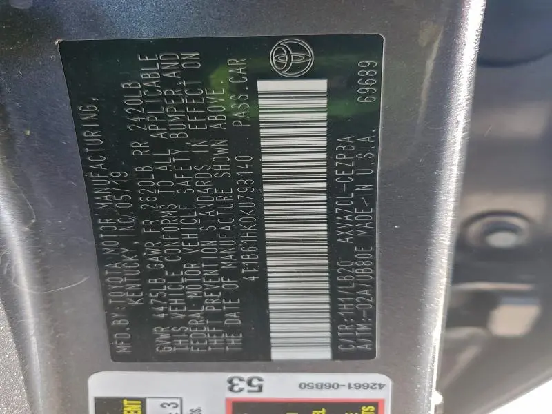 2019 TOYOTA CAMRY XSE  