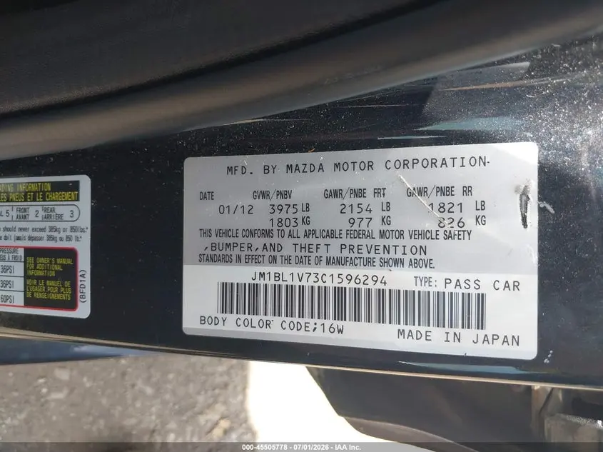 2012 MAZDA MAZDA3 I TOURING