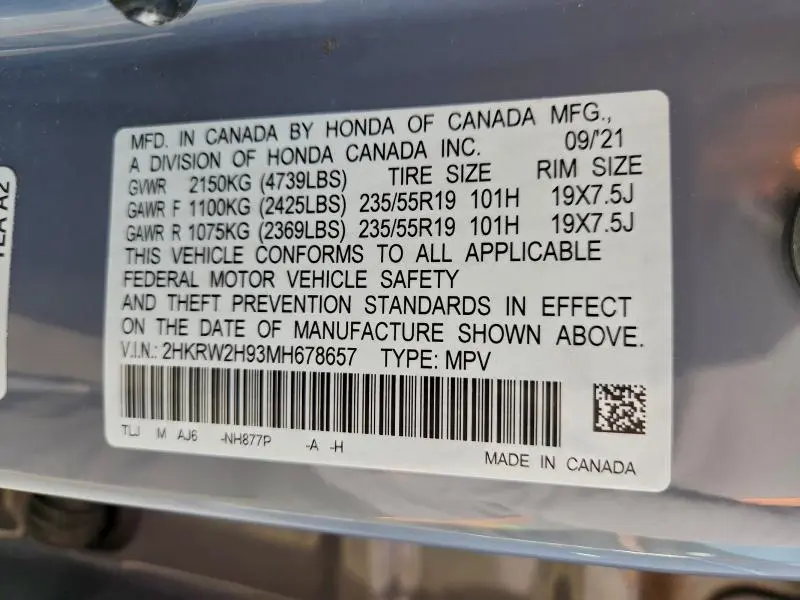 2021 HONDA CR-V TOURING  