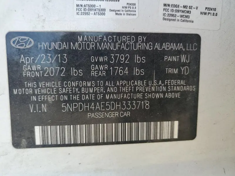 2013 HYUNDAI ELANTRA GLS  