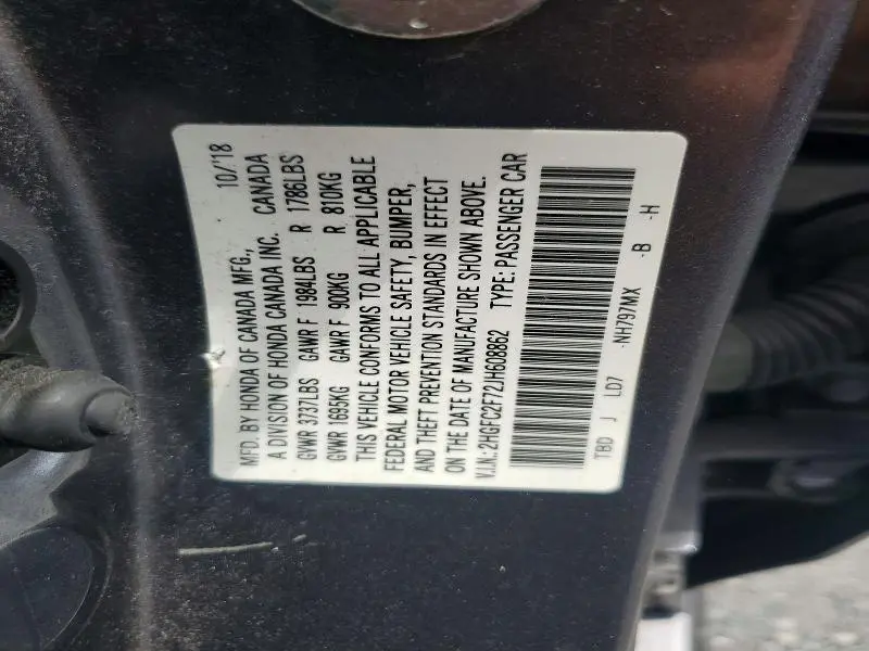 2018 HONDA CIVIC EX  