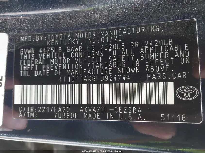 2020 TOYOTA CAMRY SE