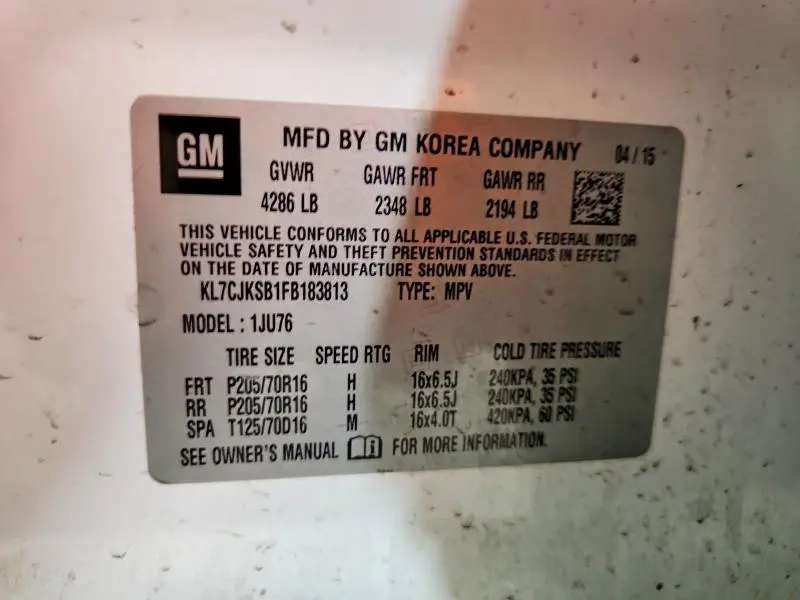 2015 CHEVROLET TRAX LS  