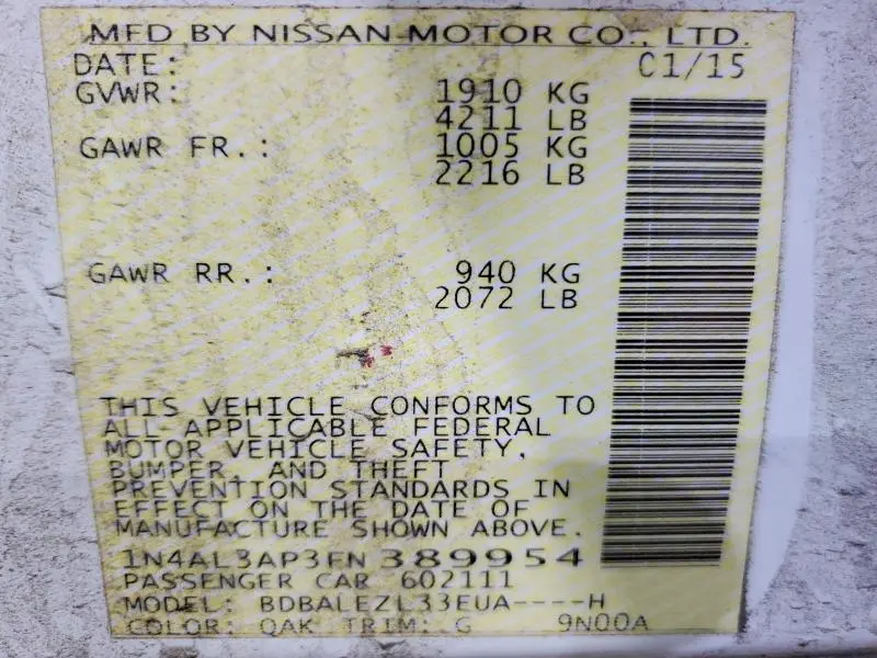 2015 NISSAN ALTIMA 2.5  