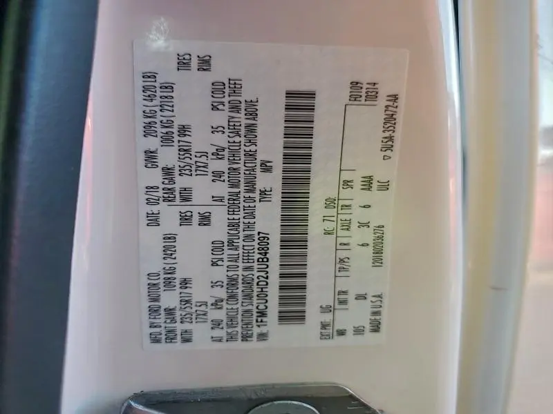 2018 FORD ESCAPE SEL  