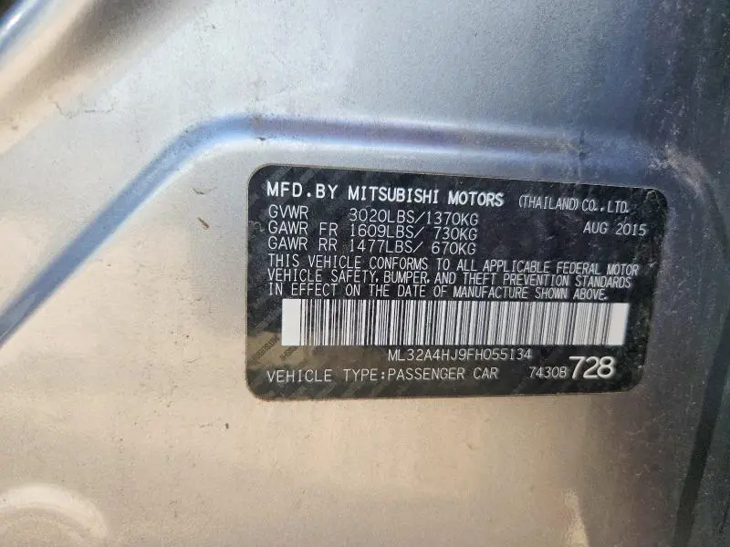 2015 MITSUBISHI MIRAGE ES  