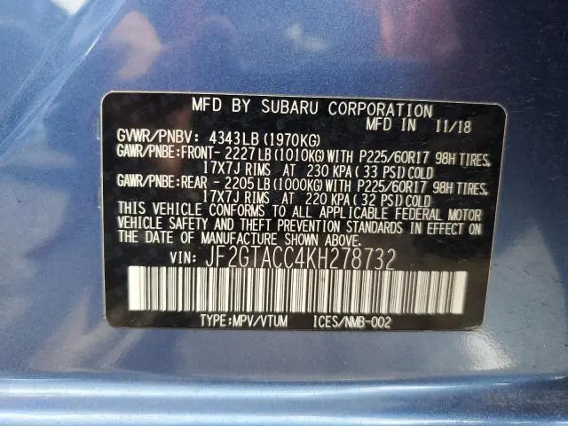 2019 SUBARU CROSSTREK PREMIUM  