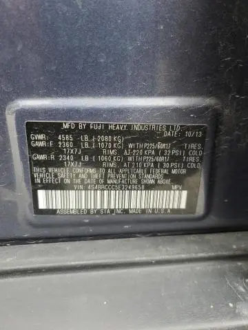2014 SUBARU OUTBACK 2.5I PREMIUM  