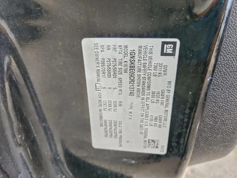 2012 CHEVROLET TAHOE K1500 LT  