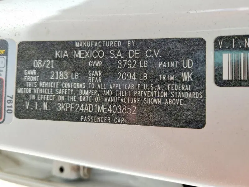 2021 KIA FORTE LXS  