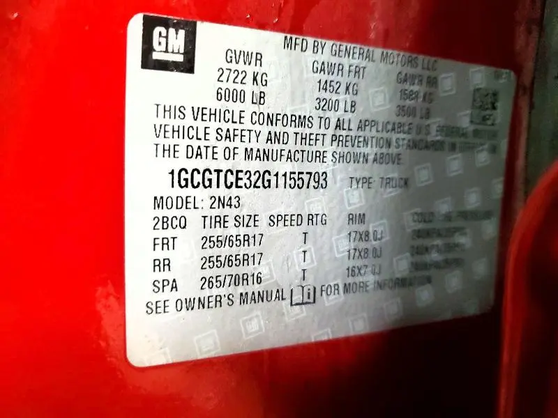 2016 CHEVROLET COLORADO LT  