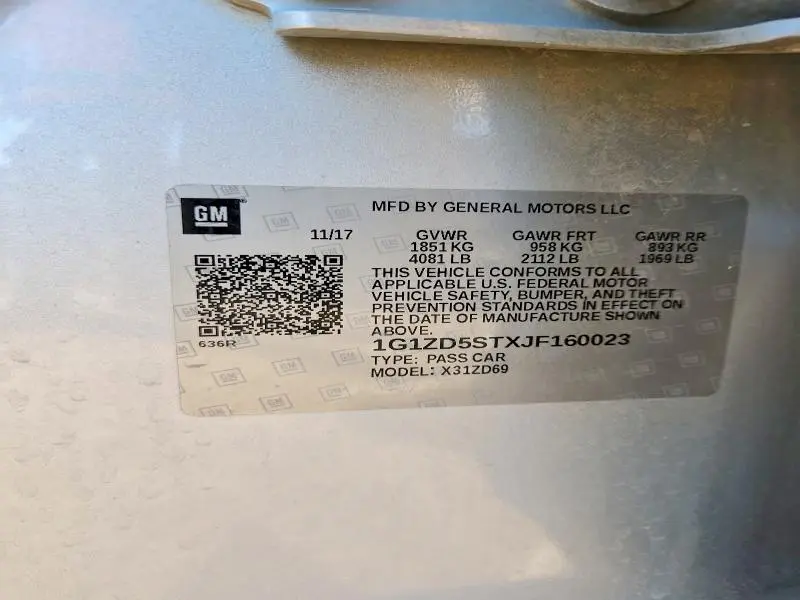 2018 CHEVROLET MALIBU LT  