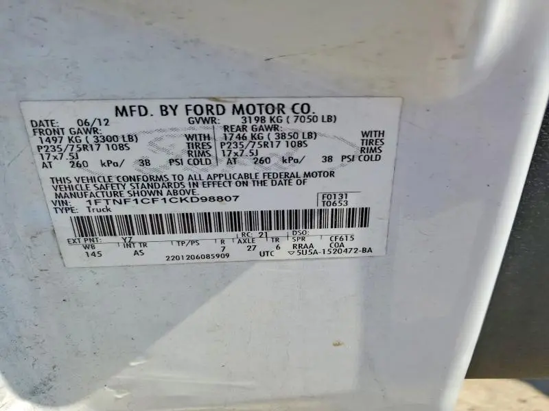 2012 FORD F150   