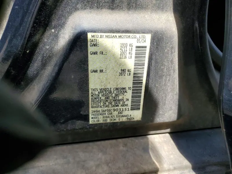 2014 NISSAN ALTIMA 2.5 S  