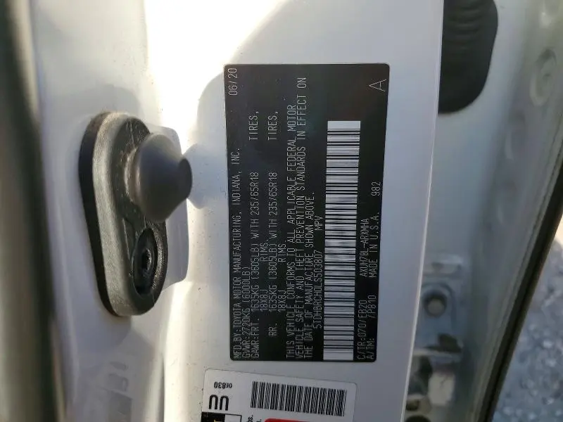 2020 TOYOTA HIGHLANDER HYBRID XLE  